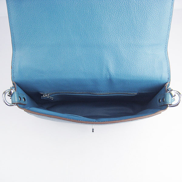 Fake Hermes Togo Leather Messenger Bag Blue 8079 - Click Image to Close